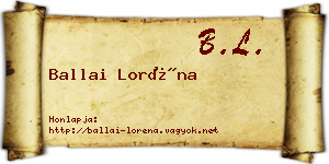 Ballai Loréna névjegykártya